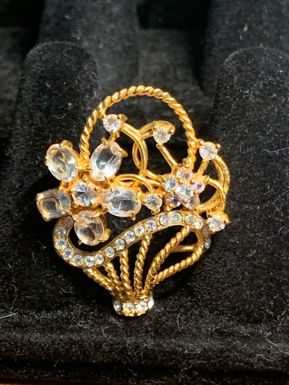 Gold-Tone Crystal Floral Brooch - Elegant Women’s Jewelry